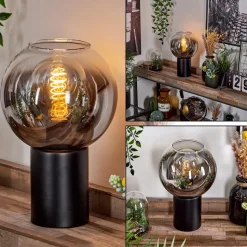 Lampe De Table Pascal Noir, 1 Lumiere