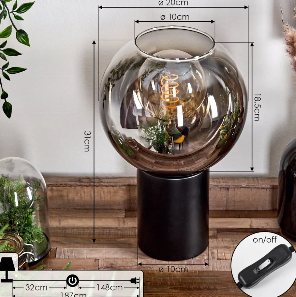 Lampe De Table Pascal Noir, 1 Lumiere