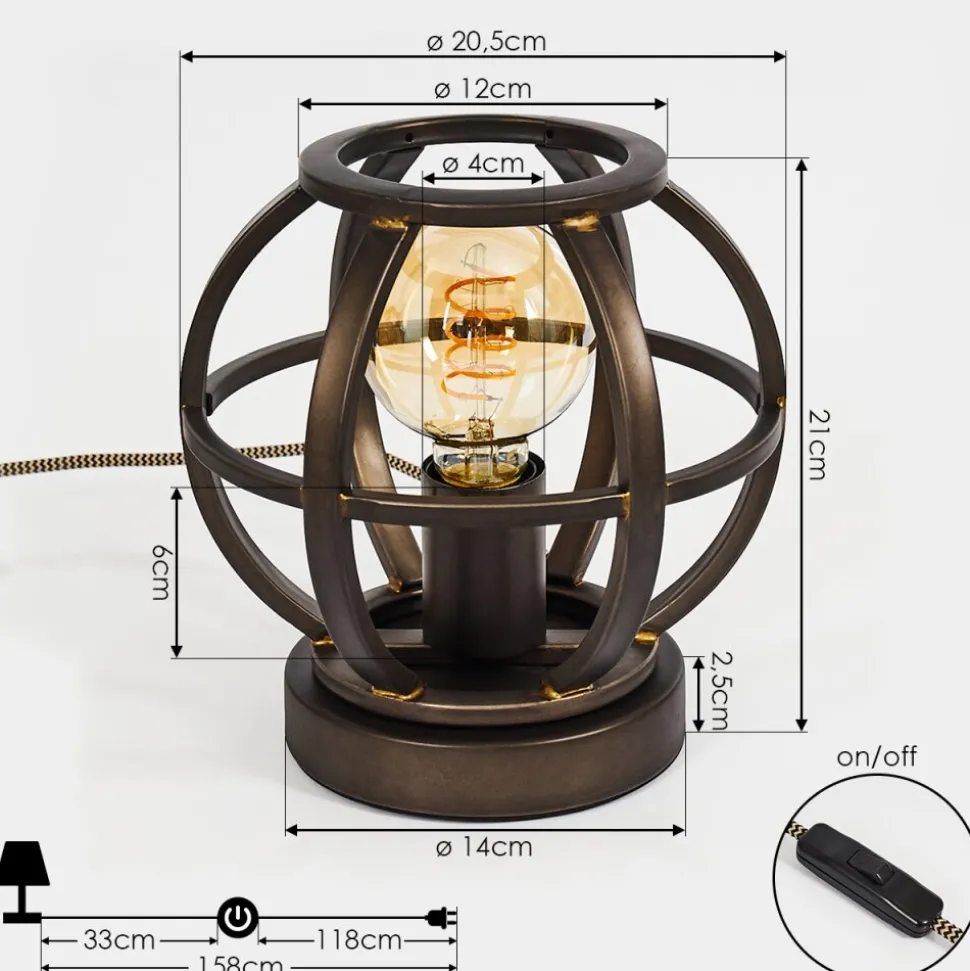 Lampe De Table Plan Laiton, 1 Lumiere