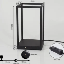 Lampe De Table Ranquile Led Noir, 2 Lumieres