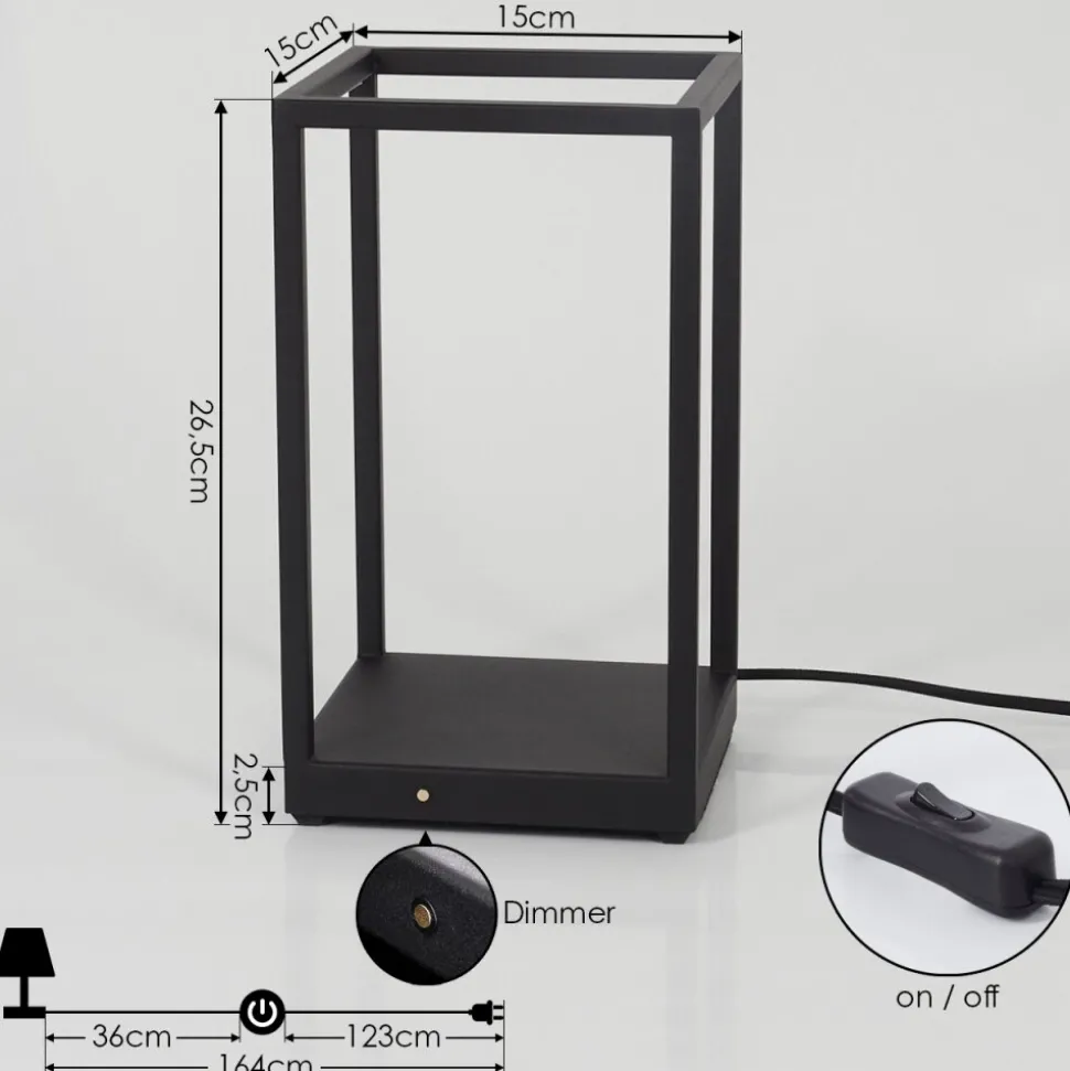 Lampe De Table Ranquile Led Noir, 2 Lumieres