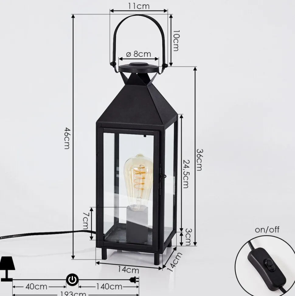 Lampe De Table Raupunga Noir, 1 Lumiere