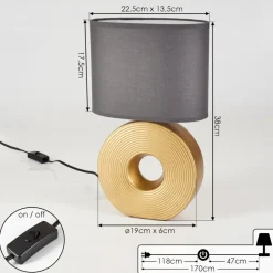 Lampe De Table Saija Or, 1 Lumiere