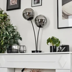 Lampe De Table Salamonde Noir, 2 Lumieres