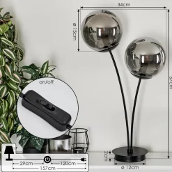 Lampe De Table Salamonde Noir, 2 Lumieres