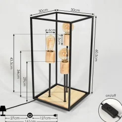 Lampe De Table Salla Bois Clair, Noir, 3 Lumieres