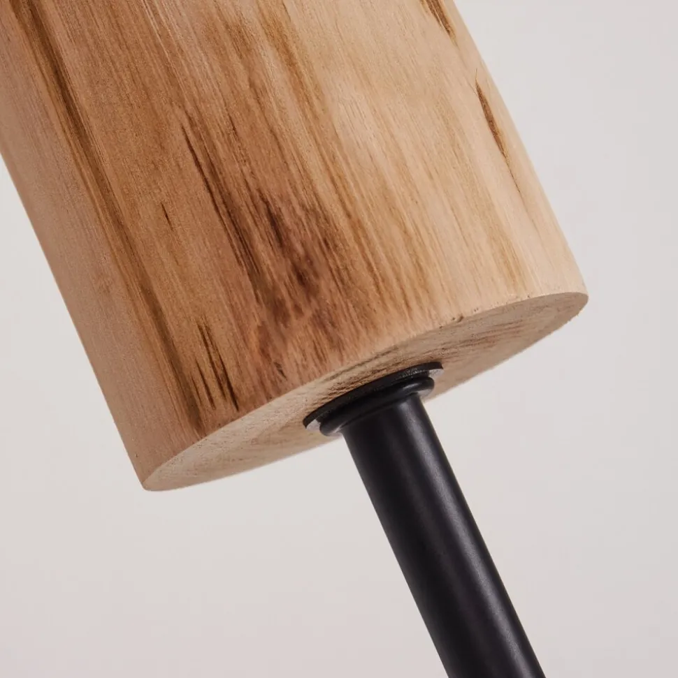 Lampe De Table Salla Bois Clair, Noir, 3 Lumieres