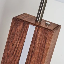 Lampe De Table Sangineto Bois Fonce, Nickel Mat, Blanc, 2 Lumieres