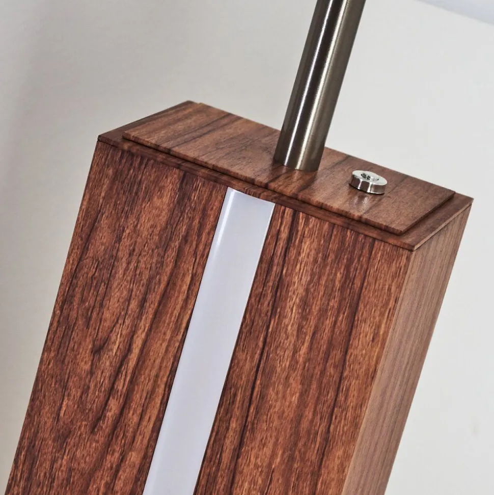 Lampe De Table Sangineto Bois Fonce, Nickel Mat, Blanc, 2 Lumieres