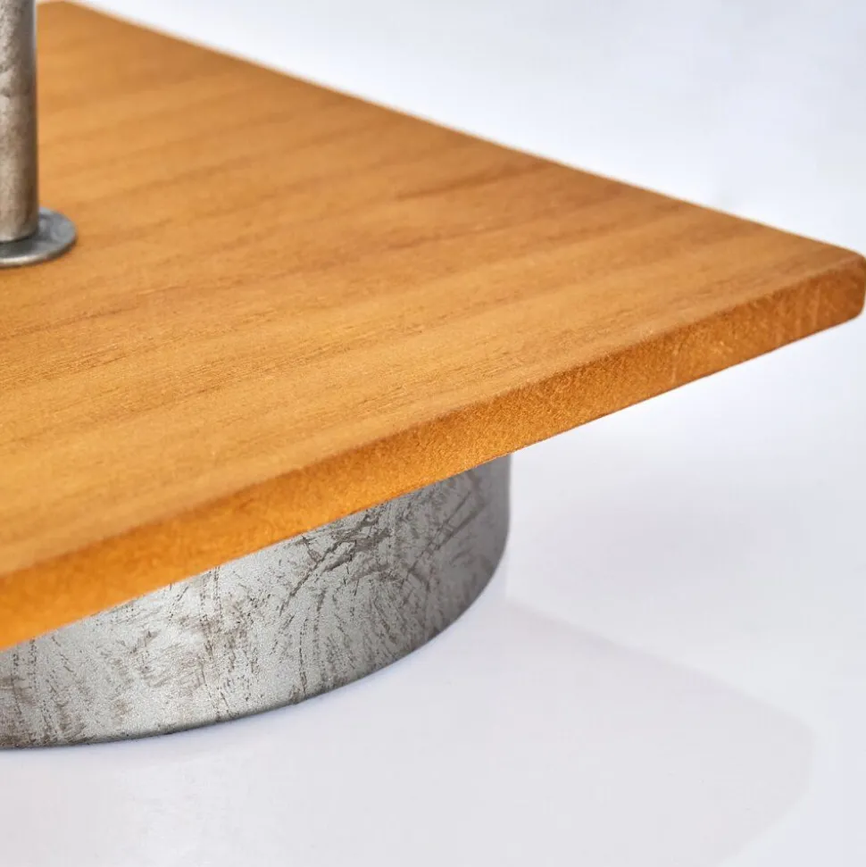 Lampe De Table Shiburg Bois Fonce, Argente, 1 Lumiere