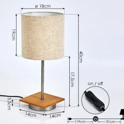 Lampe De Table Shiburg Bois Fonce, Argente, 1 Lumiere