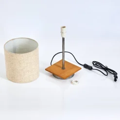 Lampe De Table Shiburg Bois Fonce, Argente, 1 Lumiere