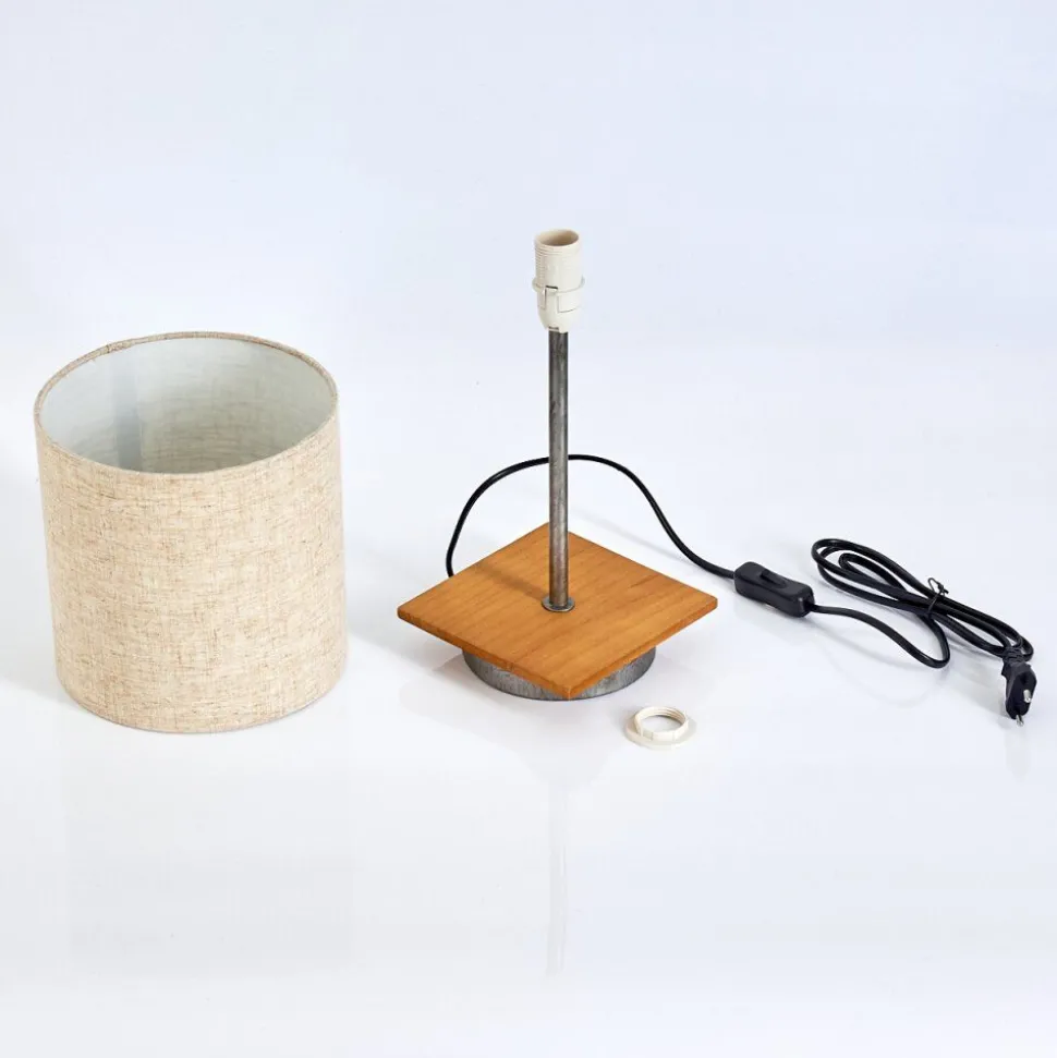 Lampe De Table Shiburg Bois Fonce, Argente, 1 Lumiere