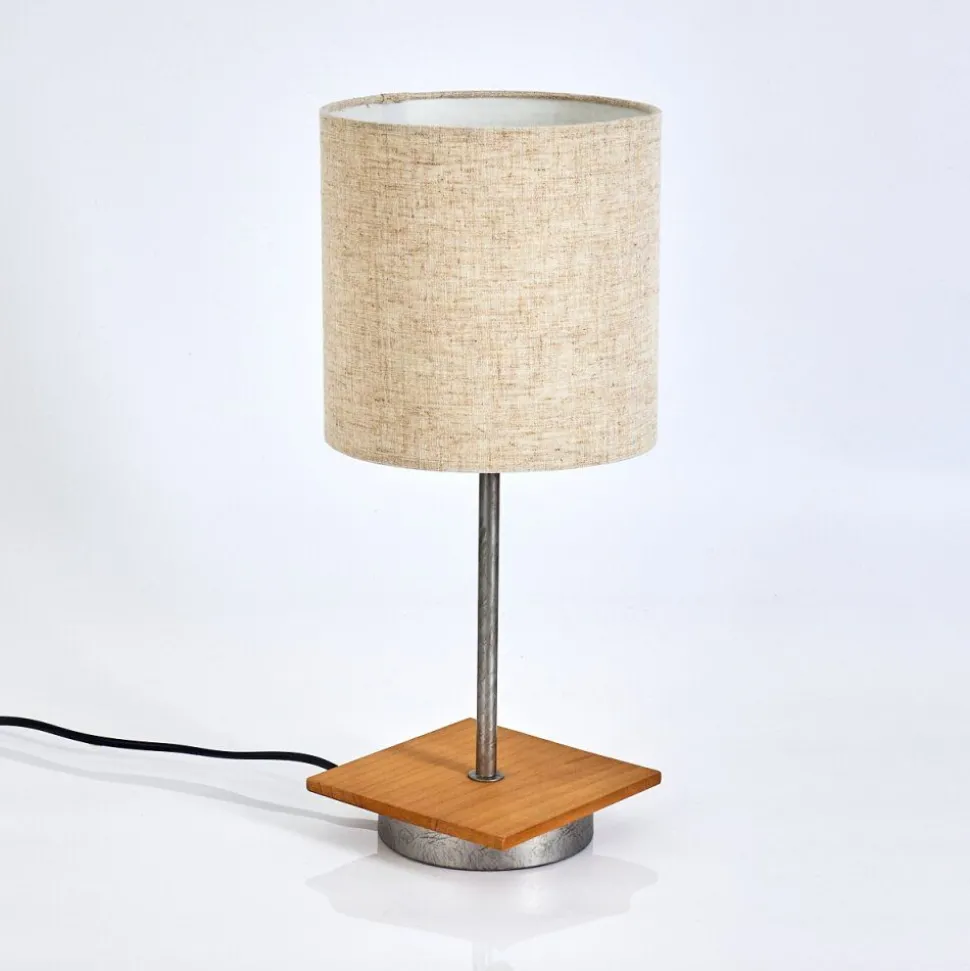Lampe De Table Shiburg Bois Fonce, Argente, 1 Lumiere