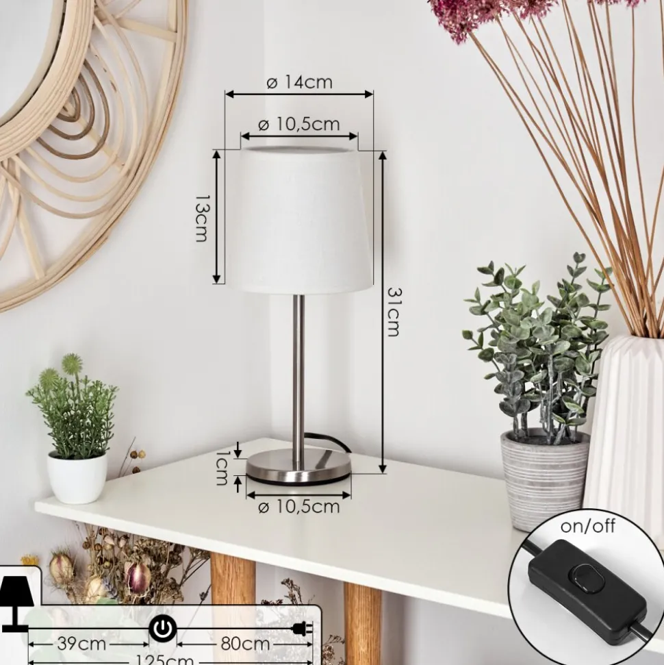 Lampe De Table Sikala Nickel Mat, 1 Lumiere