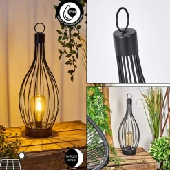Lampe De Table Solairequillagua Led Noir, 1 Lumiere