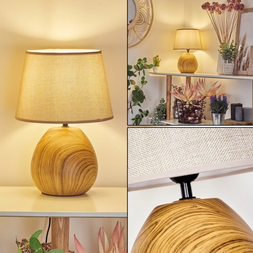 Lampe De Table Stampa Brun, Couleur Bois, 1 Lumiere