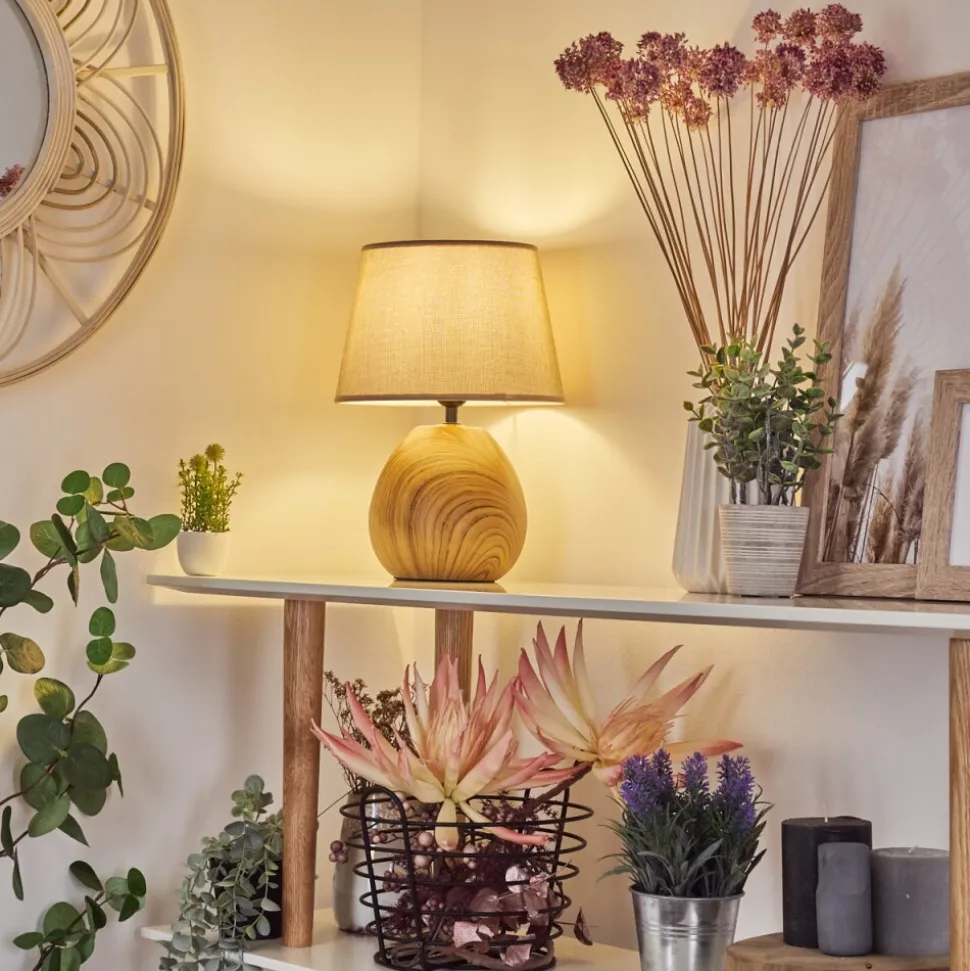 Lampe De Table Stampa Brun, Couleur Bois, 1 Lumiere