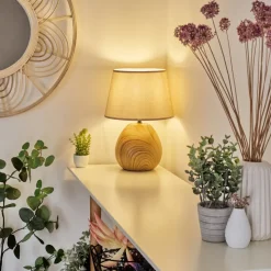 Lampe De Table Stampa Brun, Couleur Bois, 1 Lumiere