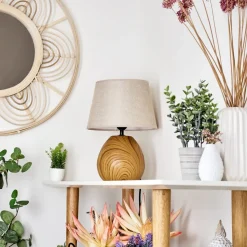 Lampe De Table Stampa Brun, Couleur Bois, 1 Lumiere