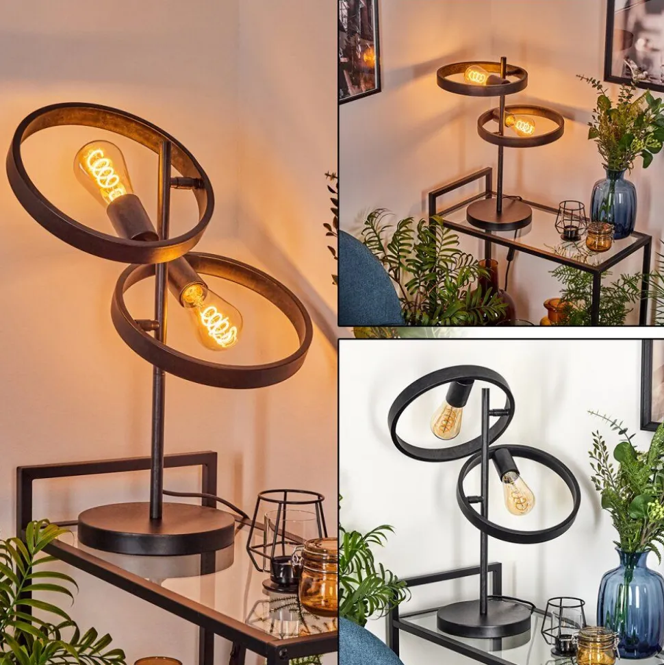 Lampe De Table Theareabarivat Anthracite, 2 Lumieres