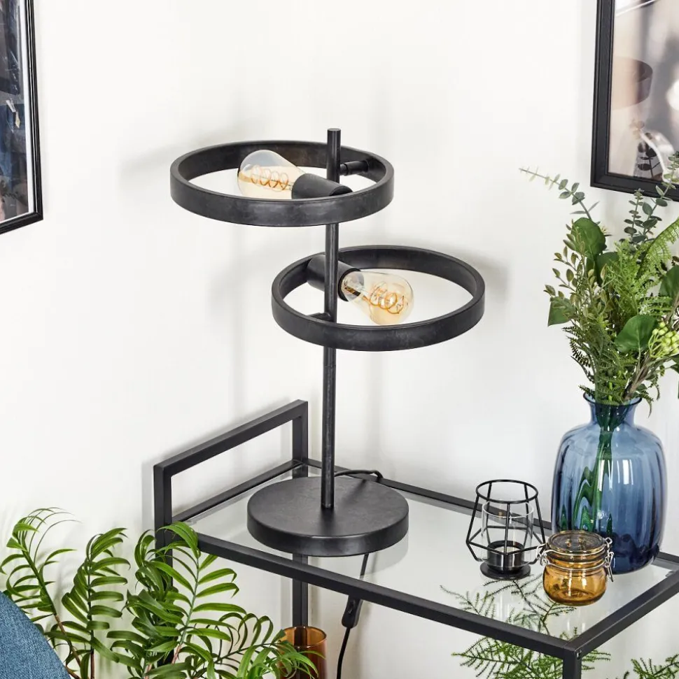 Lampe De Table Theareabarivat Anthracite, 2 Lumieres