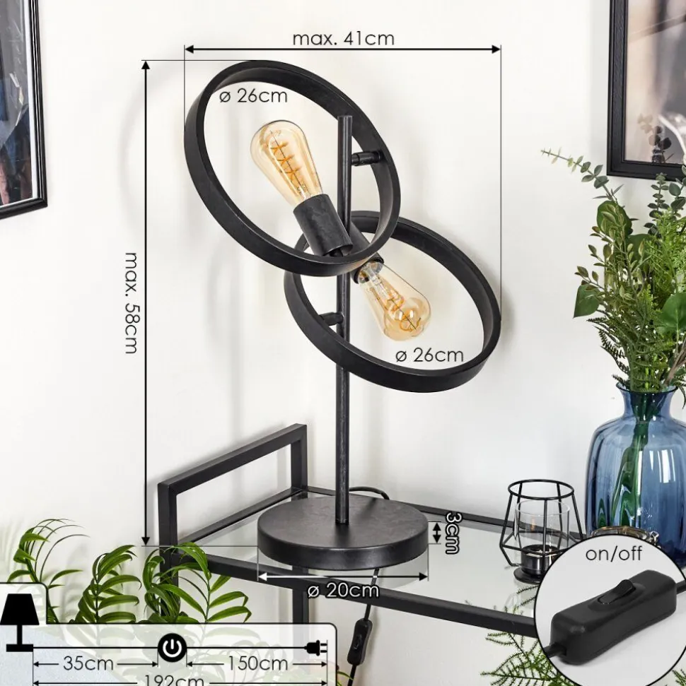 Lampe De Table Theareabarivat Anthracite, 2 Lumieres