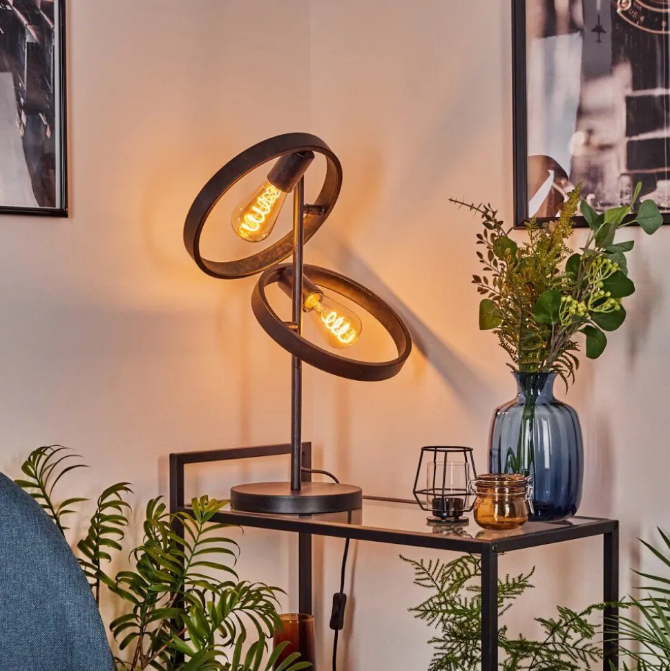 Lampe De Table Theareabarivat Anthracite, 2 Lumieres