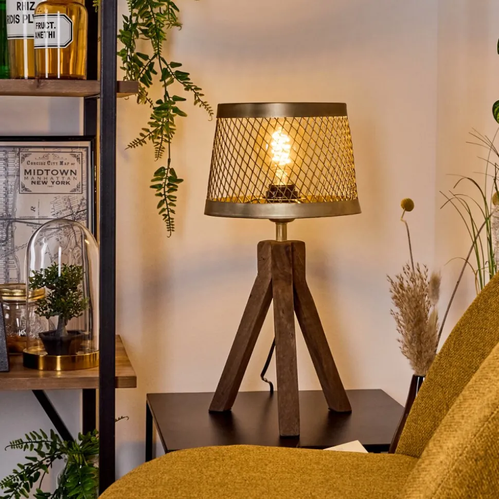 Lampe De Table Tomaca Laiton, Ecru, 1 Lumiere