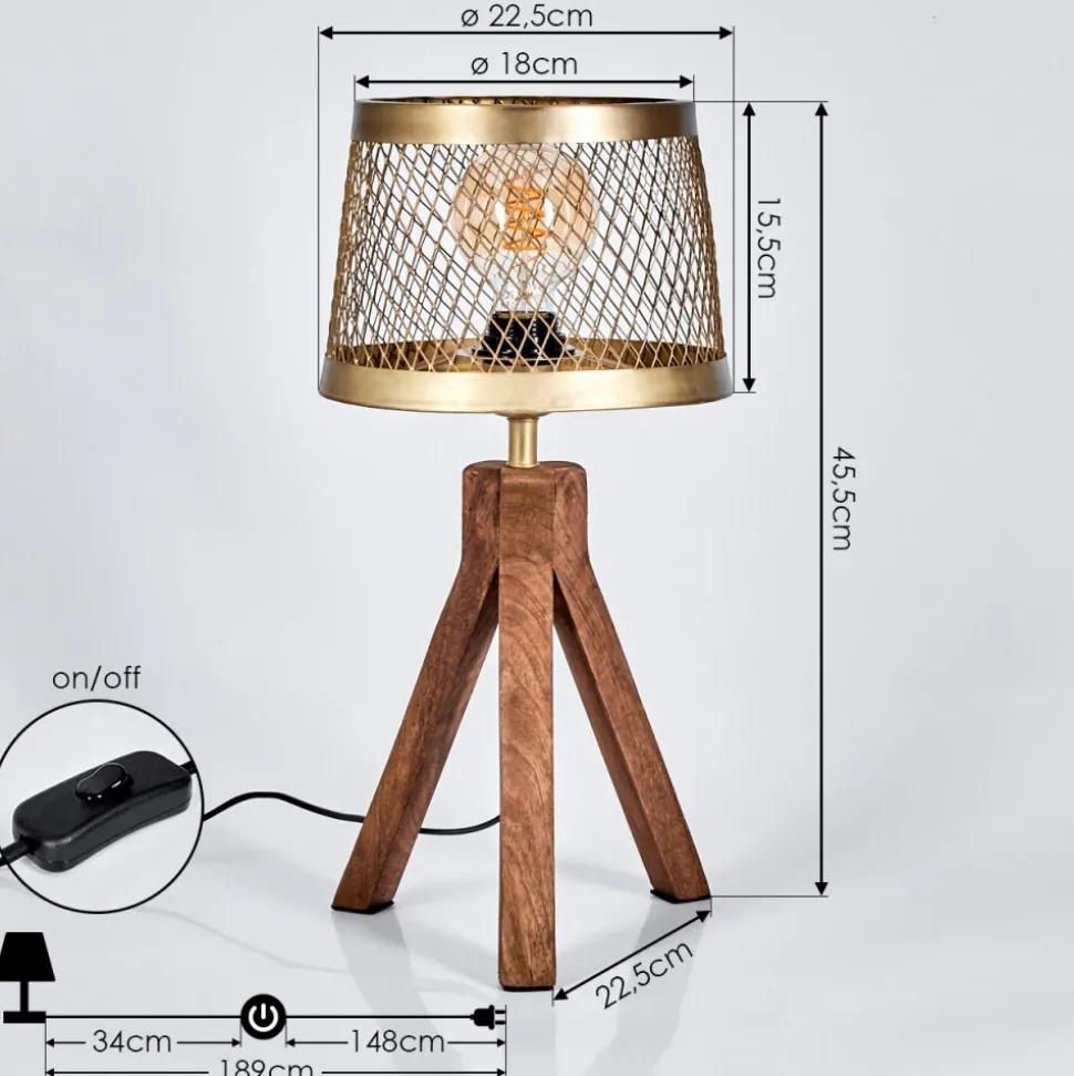 Lampe De Table Tomaca Laiton, Ecru, 1 Lumiere