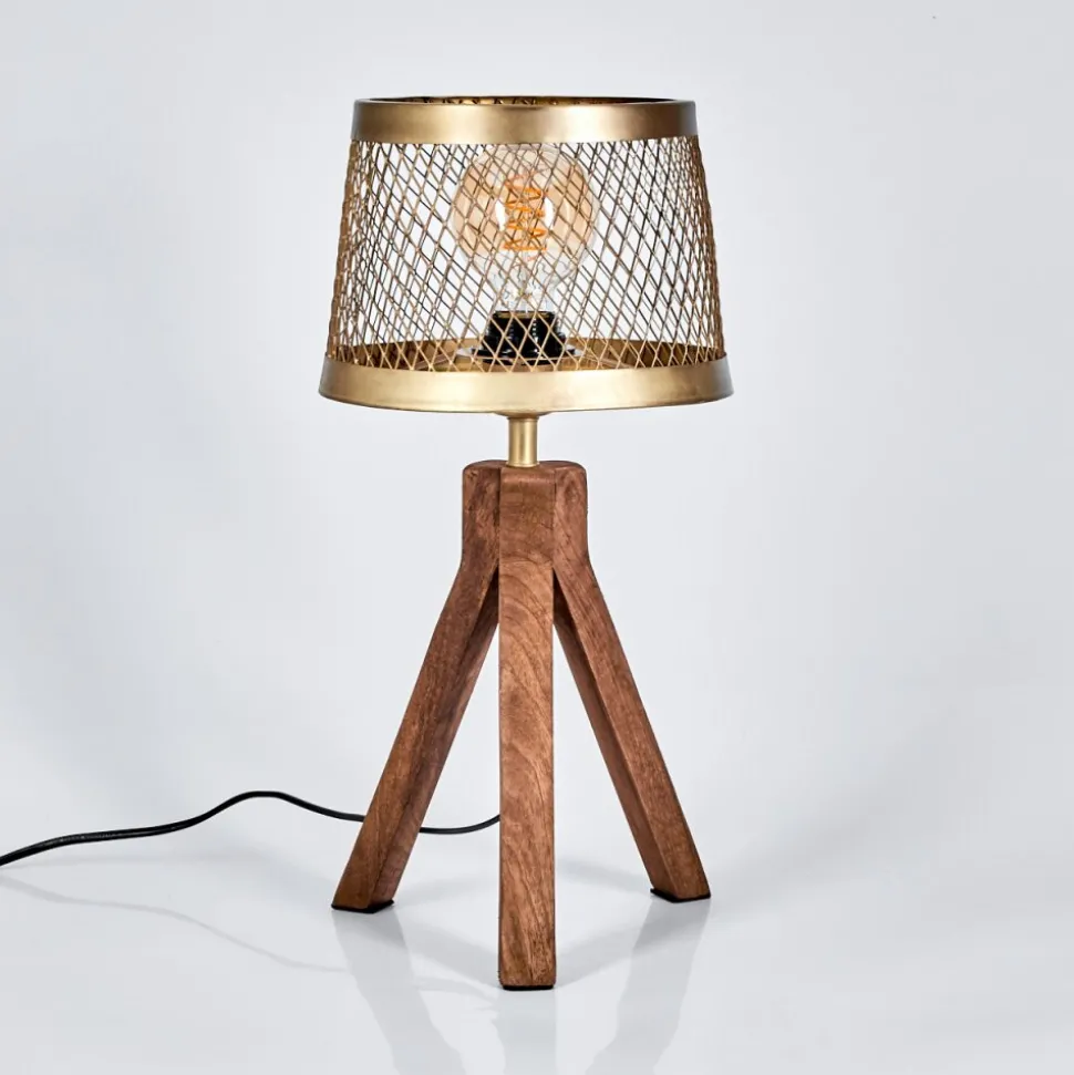 Lampe De Table Tomaca Laiton, Ecru, 1 Lumiere
