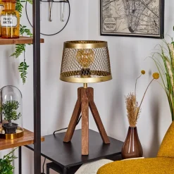 Lampe De Table Tomaca Laiton, Ecru, 1 Lumiere