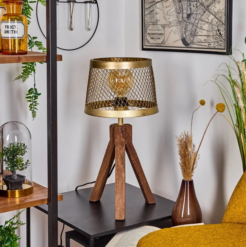Lampe De Table Tomaca Laiton, Ecru, 1 Lumiere