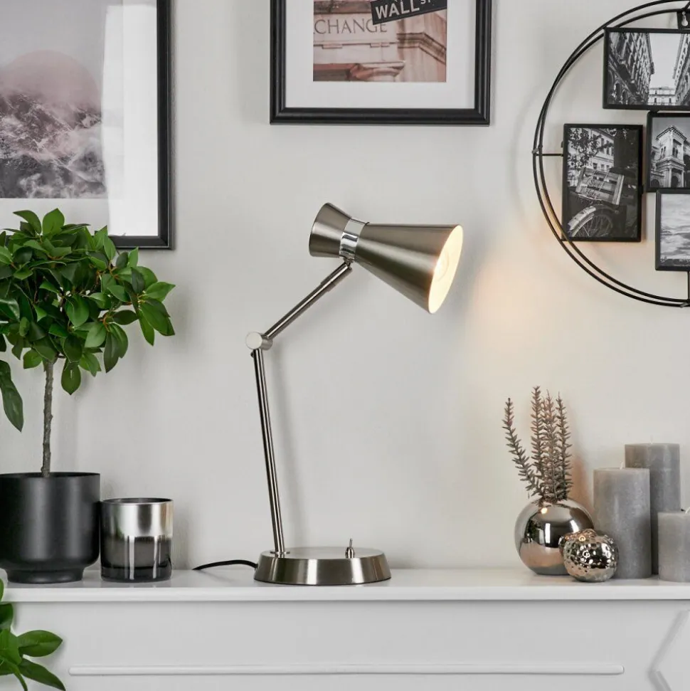 Lampe De Table Vijes Chrome, Nickel Mat, 1 Lumiere