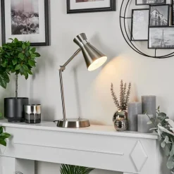 Lampe De Table Vijes Chrome, Nickel Mat, 1 Lumiere