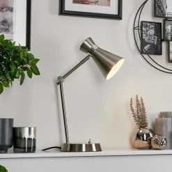 Lampe De Table Vijes Chrome, Nickel Mat, 1 Lumiere