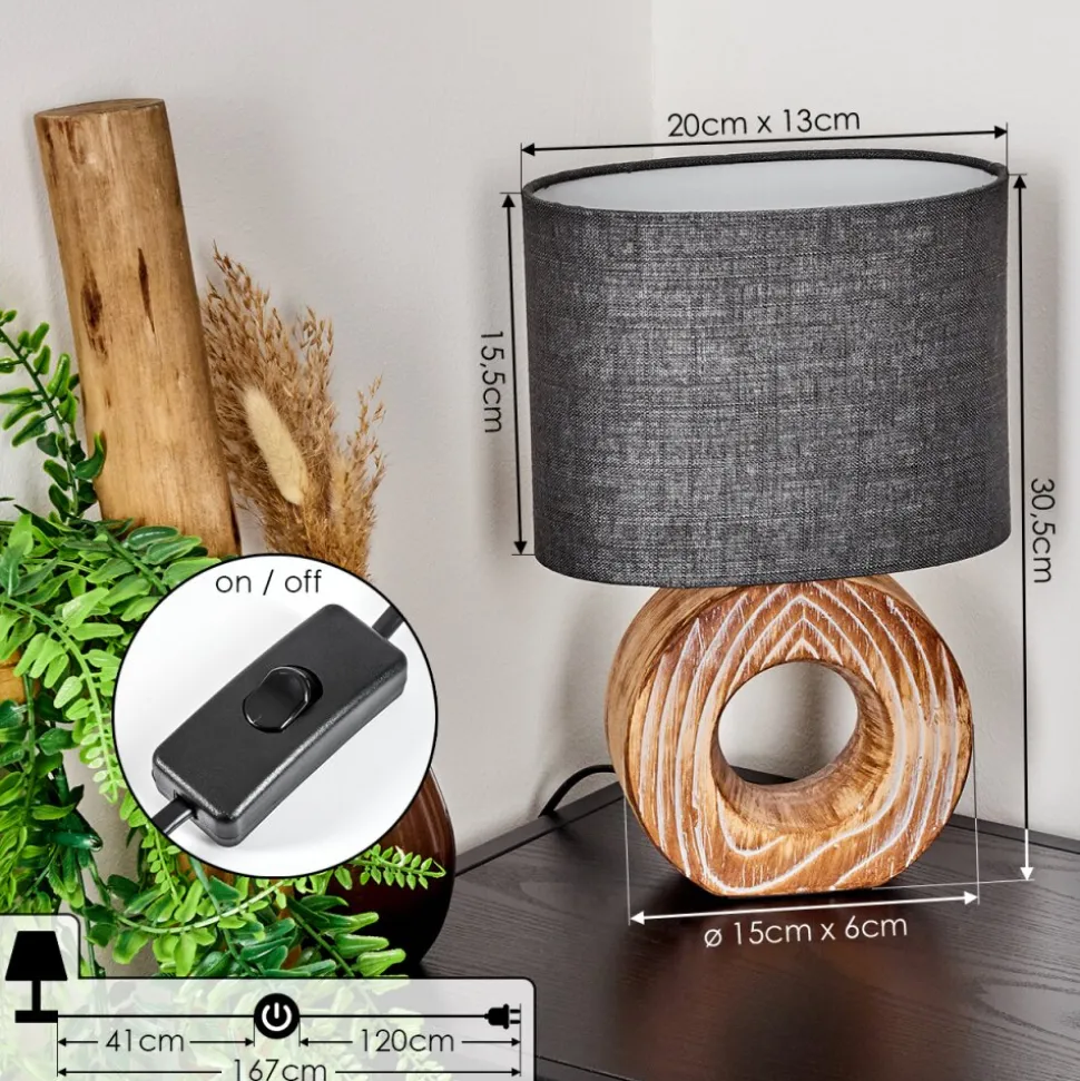 Lampe De Tablefrancillon Brun, Chrome, Couleur Bois, 1 Lumiere