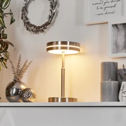 Lampe De Tablehuallilemu Led Nickel Mat, 1 Lumiere