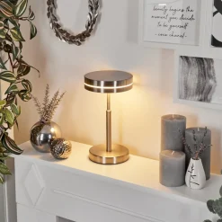 Lampe De Tablehuallilemu Led Nickel Mat, 1 Lumiere