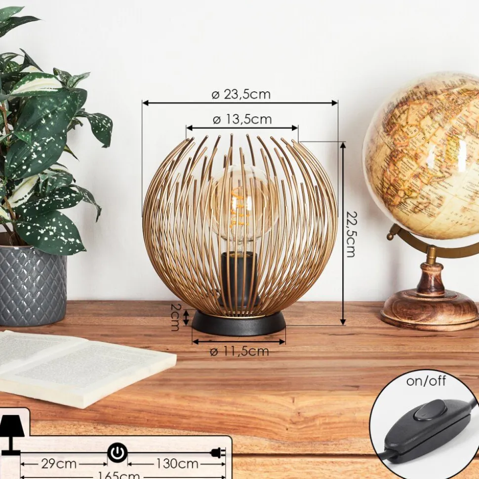 Lampe De Tablekeryvaland Or, Noir, 1 Lumiere