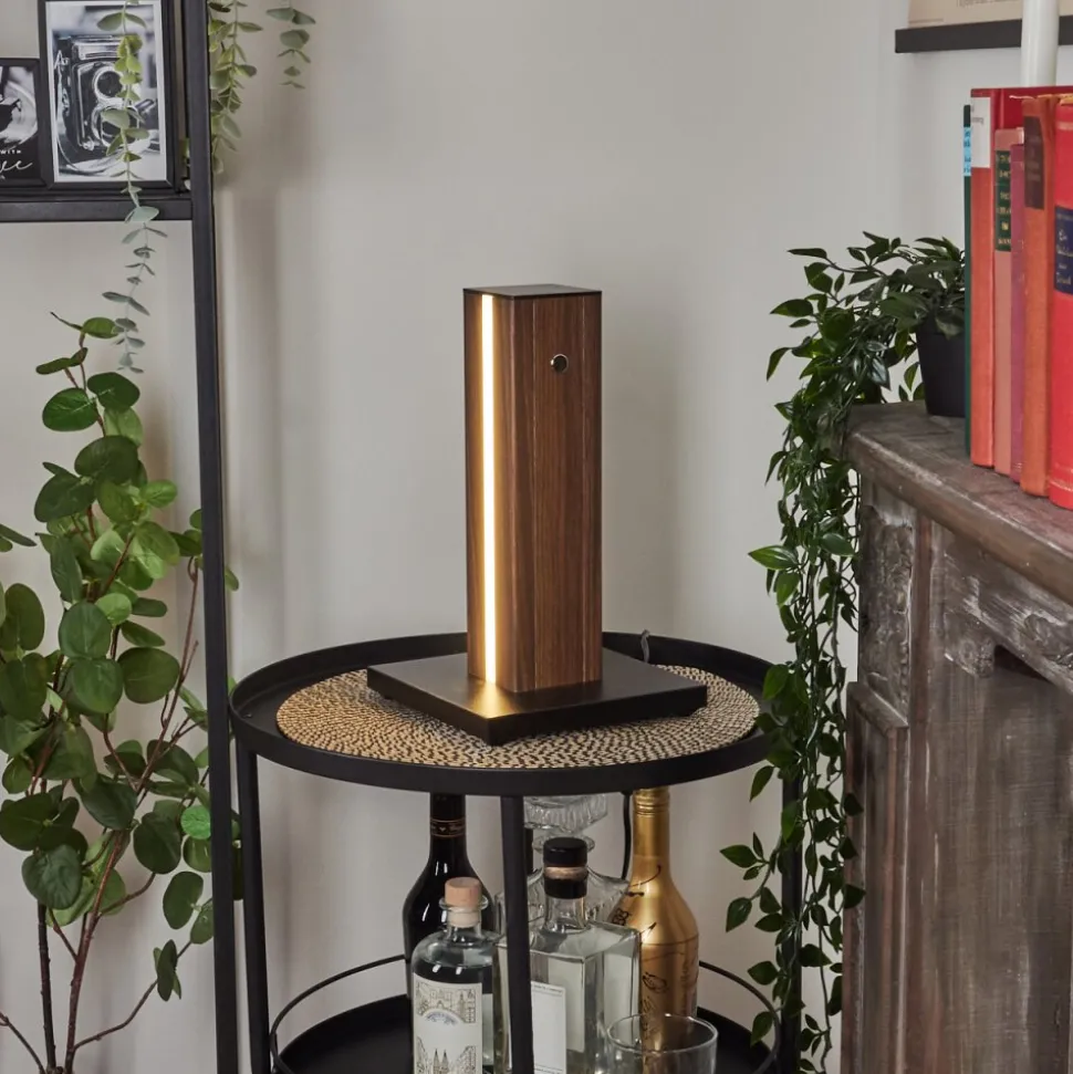 Lampe De Tablekyneton Led Bois Fonce, Noir, 1 Lumiere