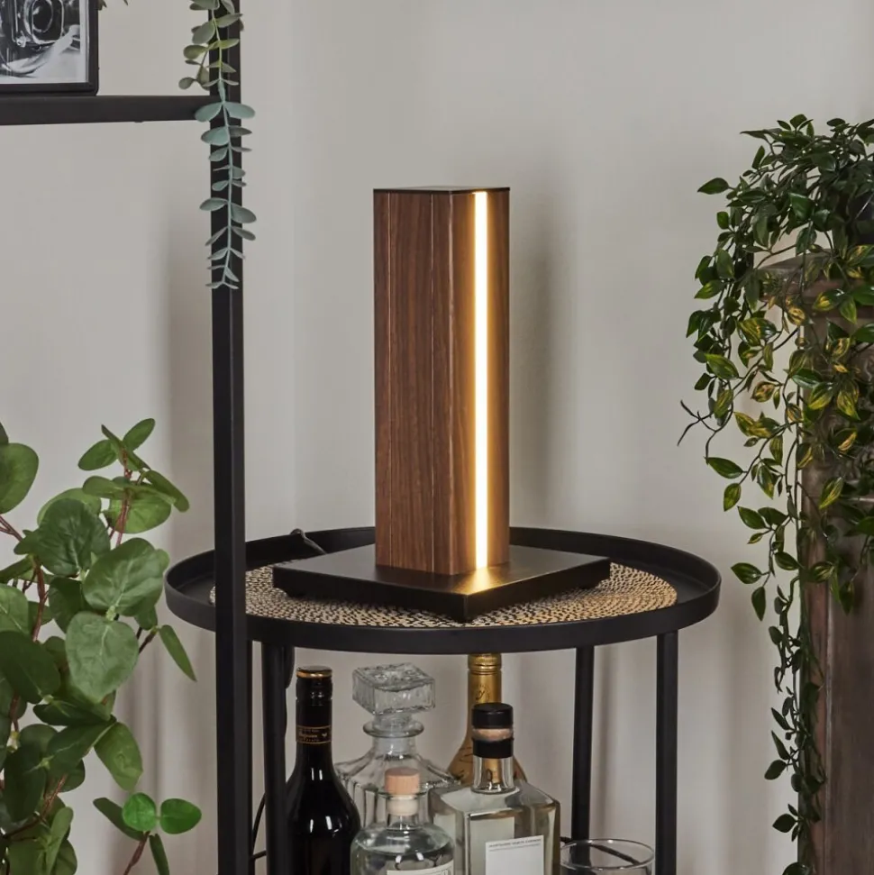 Lampe De Tablekyneton Led Bois Fonce, Noir, 1 Lumiere