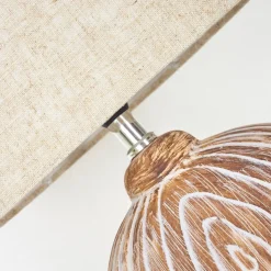 Lampe De Tablelahnus Brun, Couleur Bois, Blanc, 1 Lumiere