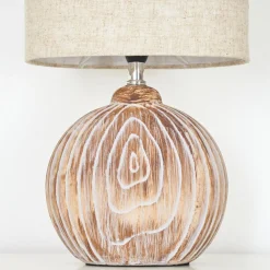 Lampe De Tablelahnus Brun, Couleur Bois, Blanc, 1 Lumiere
