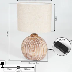 Lampe De Tablelahnus Brun, Couleur Bois, Blanc, 1 Lumiere