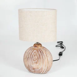 Lampe De Tablelahnus Brun, Couleur Bois, Blanc, 1 Lumiere