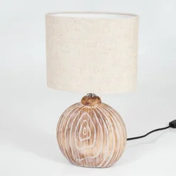 Lampe De Tablelahnus Brun, Couleur Bois, Blanc, 1 Lumiere