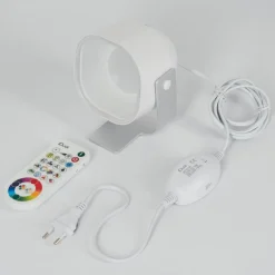 Lampe De Tableledo Argente, 1 Lumiere, Telecommandes, Changeur De Couleurs