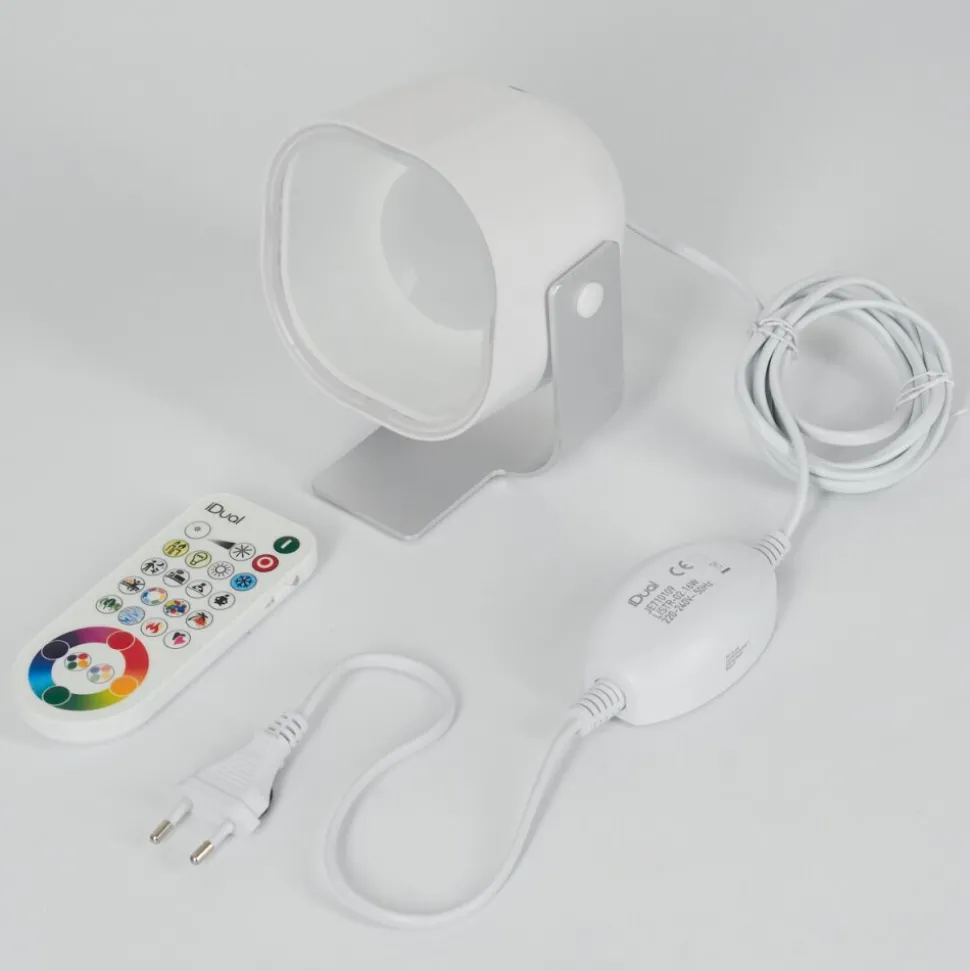 Lampe De Tableledo Argente, 1 Lumiere, Telecommandes, Changeur De Couleurs