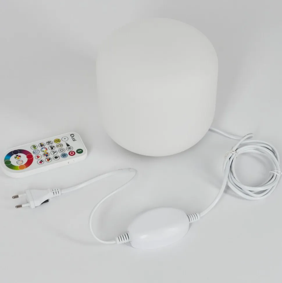 Lampe De Tableloural Led Nickel Mat, 1 Lumiere, Telecommandes, Changeur De Couleurs
